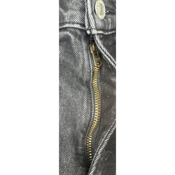 Abercrombie & Fitch Black Mom Short High Rise Distressed Raw Hem Denim Shorts 00 - Picture 10 of 10